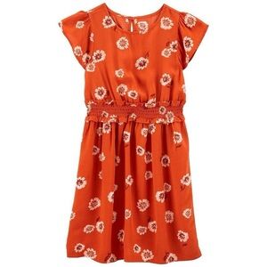 Carter’s | Girls Orange and Cream A-Line Sundress with Flutter Cap Sleeves
